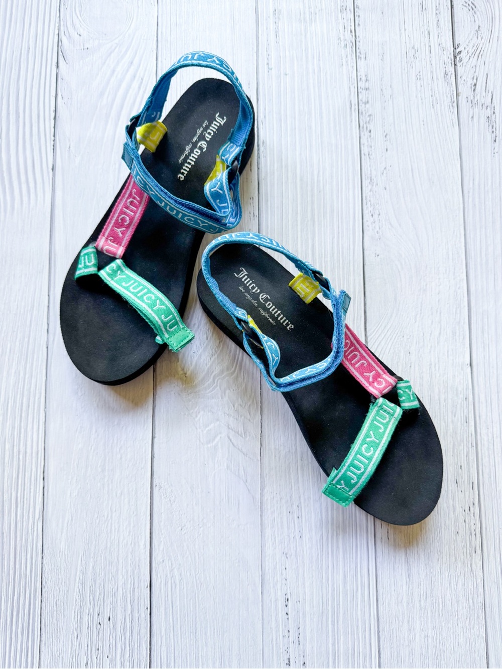 Juicy Couture Energy Platform Sandals 10 M Strappy Multi Color Y2K Festival